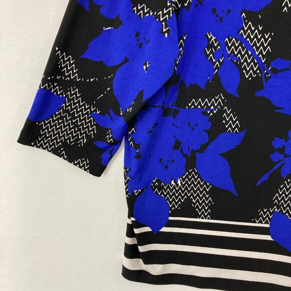 Chico's Top size 3/XL Multi Color Floral V Neck Stretch Knit Preppy Office Work - Picture 4 of 9